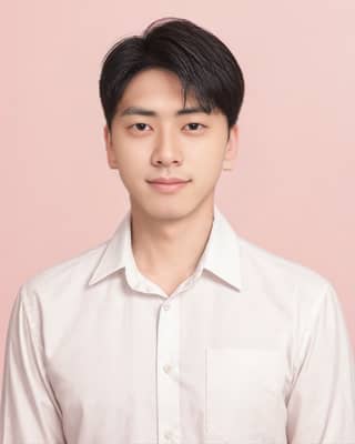 Man with short black hair and white shirt posing for a photo.