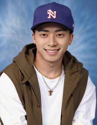 Man wearing a baseball cap and white shirt, posing for a picture.