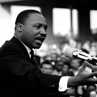 Martin Luther King Jr. delivering a speech during a rally.