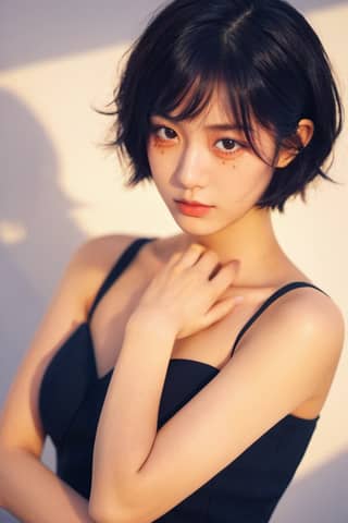 Short hair and a black dress. Popular Korean beauty trends of 2019.