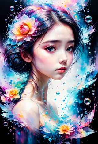 a girl with flowers in her hair