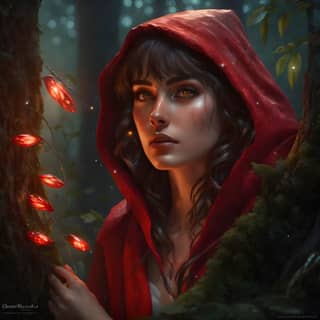 A person in a red hoodie holds a branch with red flowers.