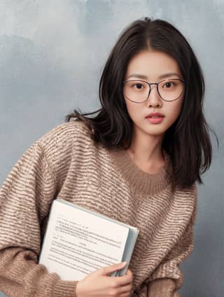 A woman wearing glasses is known for her beauty and fashion sense.