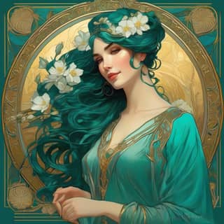 Freelance illustrator from London, England with green hair and flowers.