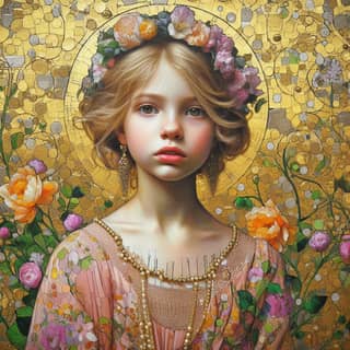 Girl wearing a crown and flowers. A Russian painter and sculptor known for his work in the Russian painting movement.