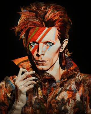 James McCormick's portrait of David Bowie, holding a slice of pizza.