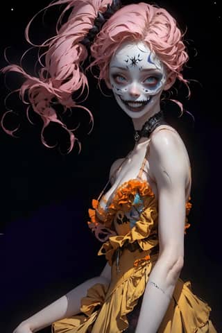 A Mexican artist with pink hair and skeleton makeup creates amazing female portraits.