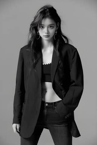 Korean actress and model known for her role in the Korean television series 'The Girl with the Dragon Tattoo', wearing a black blazer and jeans.