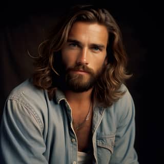 Spanish model with long hair and beard known for role in 'The Man in the High Castle'.