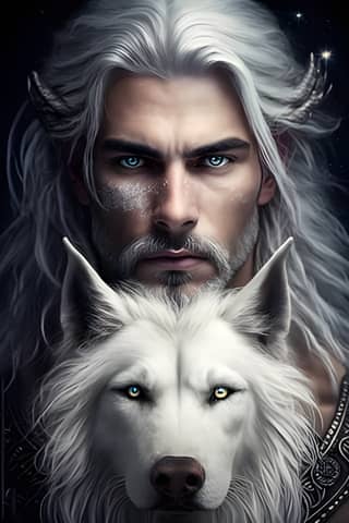 Papel de parede de The Witcher 3 Wild Hunt apresentando um lobo branco no ombro