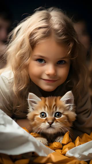 A little girl holding a cat