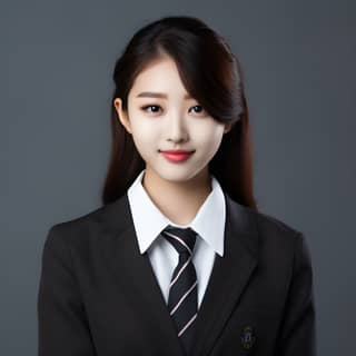 a young Korean woman in a business suit