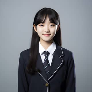 a young asian woman in a school uniform