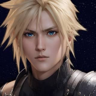 Cloud from Final Fantasy VII has blonde hair and blue eyes.