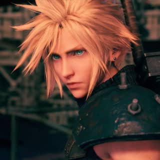 Final Fantasy 7 Remake is coming to PS4 and Xbox One, featuring a person with a sword and a black jacket.
