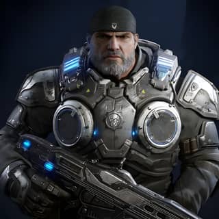 Gears of War 4 introduce un nuovo personaggio popolare che brandisce un'arma e indossa un cappello.