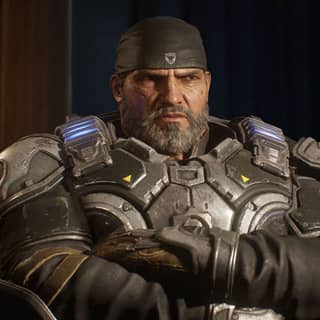 gears of war 4 character in a black hat and leather armor