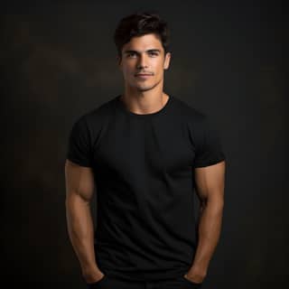 a man in a black t - shirt