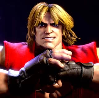 street fighter x tekken. a person with a fist in a red shirt. the king of fighters.