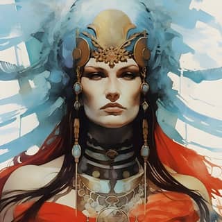 tolkien psychedelia astonishing eternal and divine dark-haired Noldor beauty female Ulmo the master of water she throws