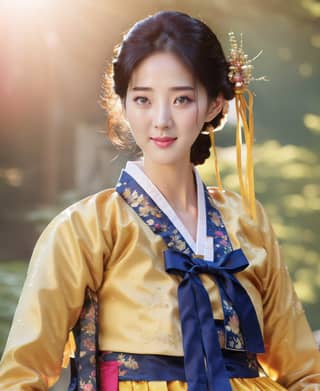 Frau im traditionellen koreanischen Hanbok