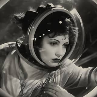 frank miller/nise bavington an astronaut in the style of sidney sime experimental film romanticized depictions of spaceship