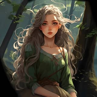 elf face + person + 2d art + redraw this character + gorgeous face + cartoon + fantasy + female + sweet + long ears + green