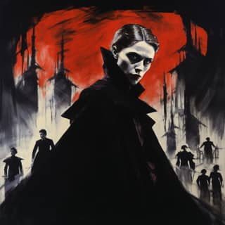 Interview with the Vampire as a german expressionist film, a vampire with a red background