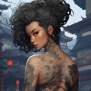 beautiful black anime woman portrait c wallpaper in the style of japanese prints charles spencelayh tattoo grandiose