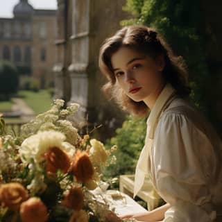 Brideshead Revisited inspired summer scene vintage uhd 1970s film vogue photoshoot