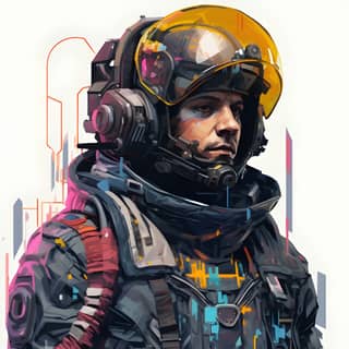 cyberpunk astronaut in a space suit