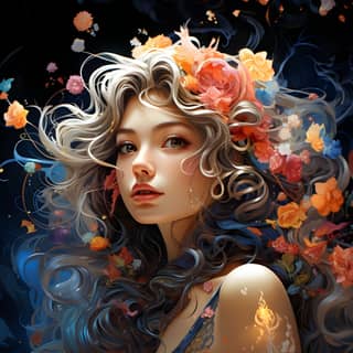 (masterpiece top quality best quality official art beautiful and aesthetic:1 2) (1girl:1 3) (fractal art:1 2) colorful