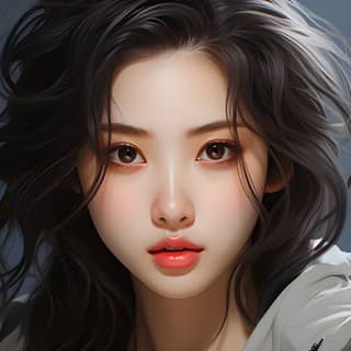 Style similar to illustration and animation of Marvel comics 45 degree rotation of the face of plump expressive 25 year old