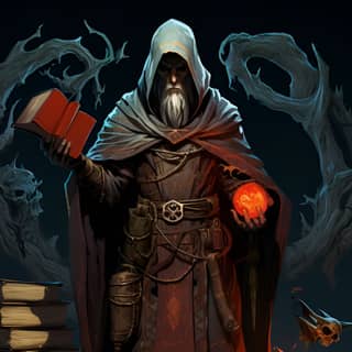 game icons mage character holding a tome set icons game assets concept props zdzislaw beksinski