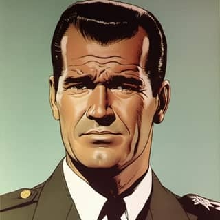 1990s American General with bushy eyebrows Pop colorism motif By Darwyn Cooke James Garner