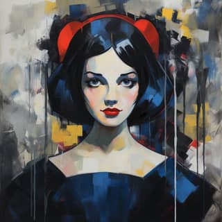 Disney's Snow White as a german expressionist film, with black hair and red lips