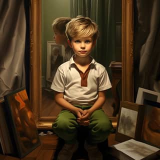 use image Young boy in front of an mirror inspired You are the artist of your life Don't give the paintbrush to anyone else