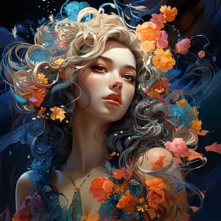 (masterpiece top quality best quality official art beautiful and aesthetic:1 2) (1girl:1 3) (fractal art:1 2) colorful