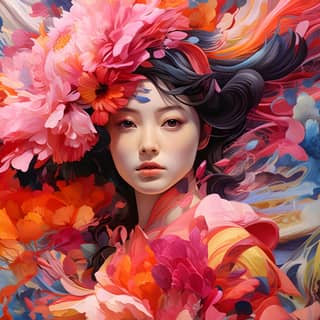 Um editor é como um pintor, há uma magia em hiperrenderizar com flores no cabelo e uma coroa de flores.