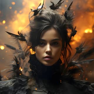 a dark haired woman with smoke coming from around her in the style of nightmarish creatures heavy texture pigeoncore