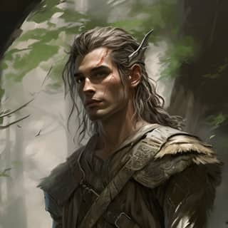 Handsome wood elf in silver falls state park fantasy character design fantasy environment design