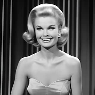 Grace Kelly with long luxurious hair on “What’s My Line?” game show 1959 humor charm witty banter radiant smile closeup