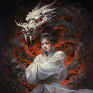 朱一龙, in white with a dragon head
