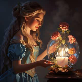 light oil lamp colored flower picture character like in frozen movie