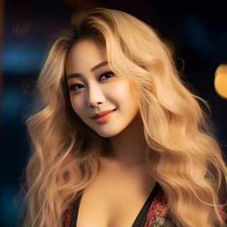 original niji photoshoot blonde with long hair light smile bold curves deep v photo taken on phase one XF IQ4