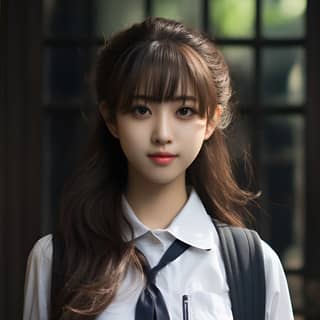 制服姿の日本の学生が写真を撮るためにポーズを取っています。