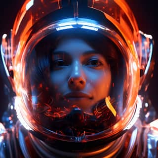 Un astronauta in tuta spaziale con un casco luminoso.