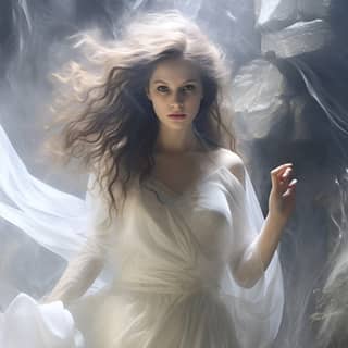 transparent white gossamer chiffon dress Freezing ice rain strong winds Snowstorm blizzard Gale force winds Lightning flash