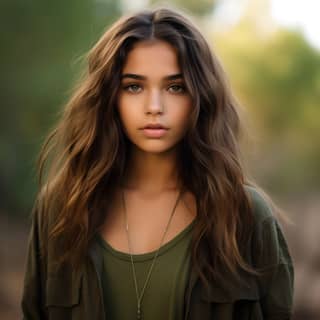 Jaden Jackson 15 year old beautiful girl mid-length straight brown hair that parts in the middle brown eyes with flecks of