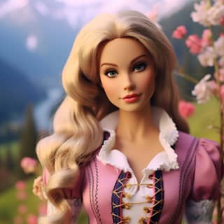 Austria as a barbie doll, a barbie doll with blonde hair and a pink dress